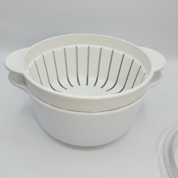Vintage 80s Corning Ware 3Pc MIicrowave‎ Plus M-225-R Casserole Dish Steamer Lid - Picture 6 of 13
